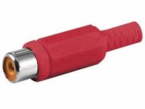 CONECTOR RCA HEMBRA AEREO PLASTICO ROJO