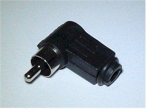 CONECTOR RCA MACHO AEREO PLASTICO ACODADO NEGRO