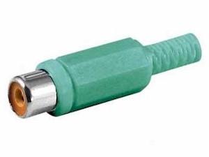 CONECTOR RCA HEMBRA AEREO PLASTICO VERDE