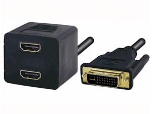 ADAPTADOR DVI MACHO 18+1 - 2 HDMI HEMBRA 20CM