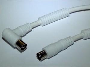 CABLE ANTENA TV MACHO - HEMBRA 5M BLANCO CON FERRITAS