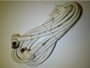 CABLE ANTENA TV MACHO ACODADO - HEMBRA ACODADA 2.5M BLANCO