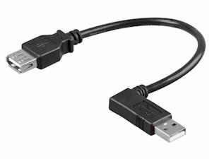 LATIGUILLO USB A MACHO ACODADO IZQUIERDA - A HEMBRA 0.3M